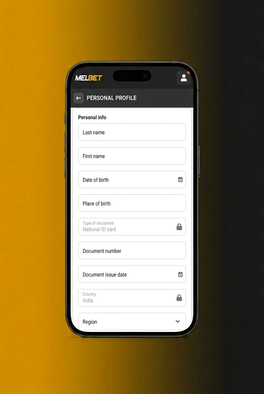 Melbet account verification process showing KYC steps including document upload and identity confirmation for Indian users