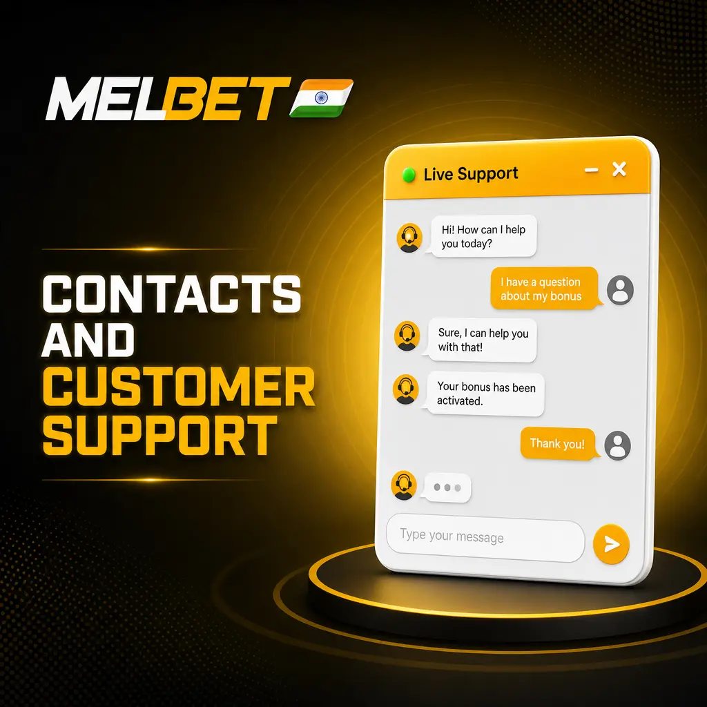 Melbet 24/7 customer support channels for India players including live chat, email, Telegram, and phone