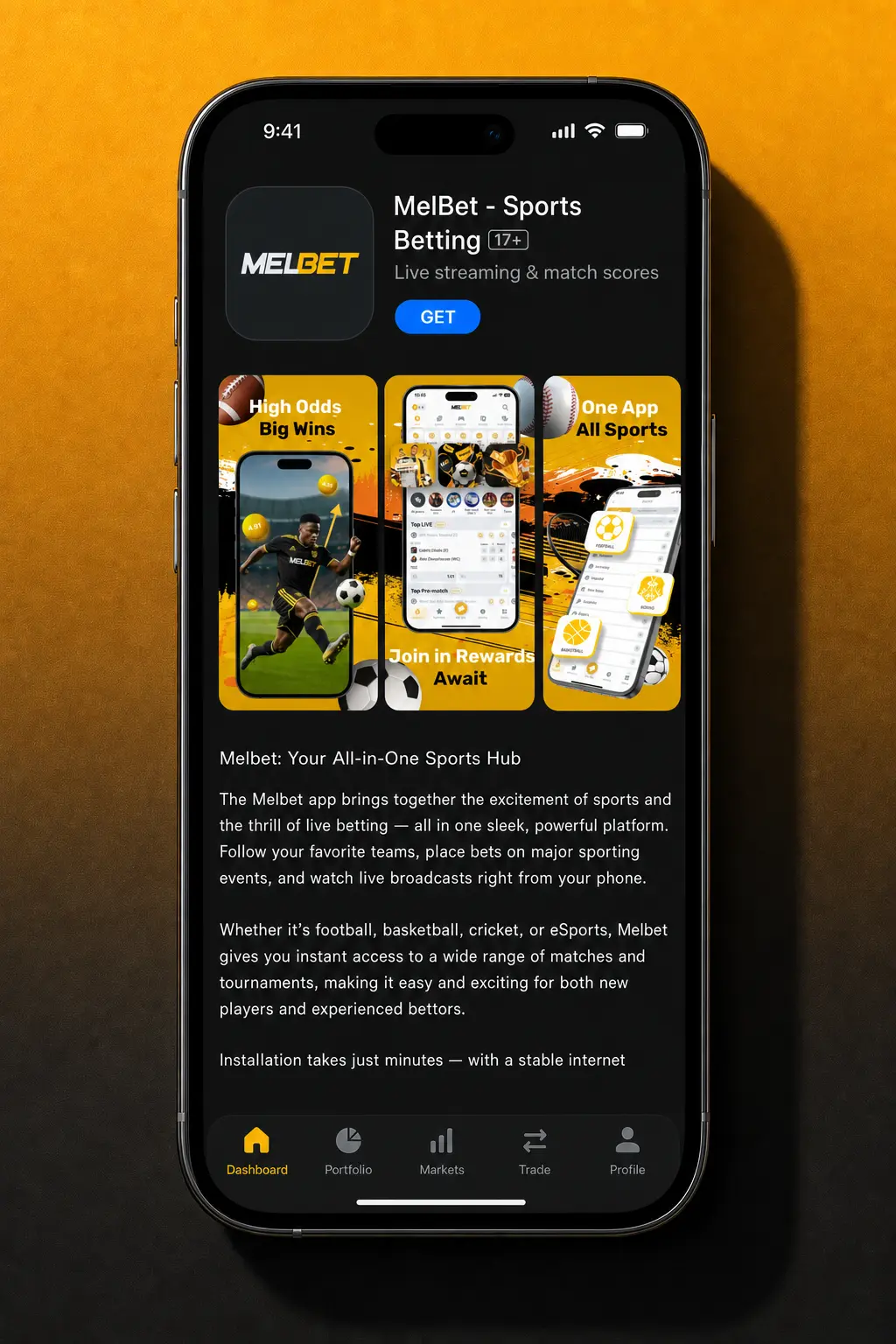 Melbet iOS app installation steps showing Aviator game setup on iPhone via Apple App Store in 5 steps