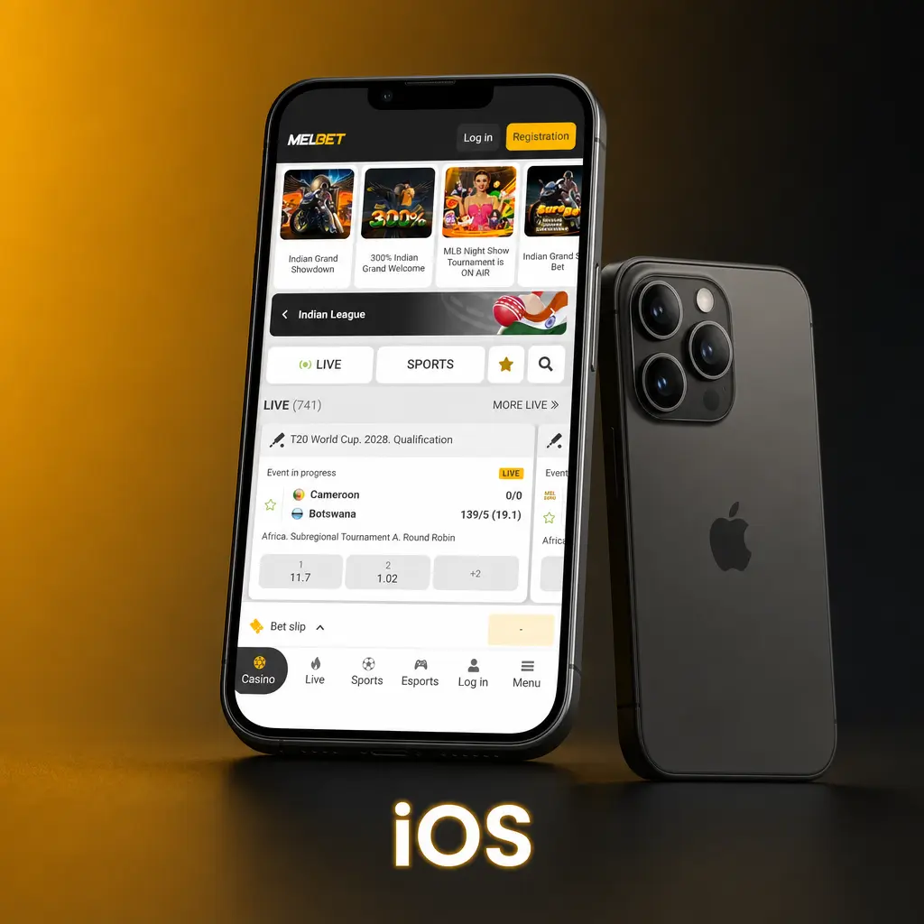 Melbet iOS app download page for iPhone and iPad on Apple App Store with live betting and casino games