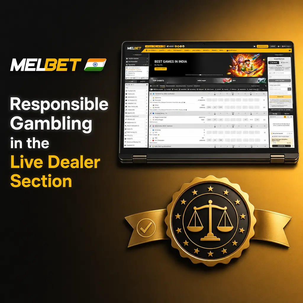 Melbet responsible gambling tools showing deposit limits, self-exclusion options, and support contacts for live casino players