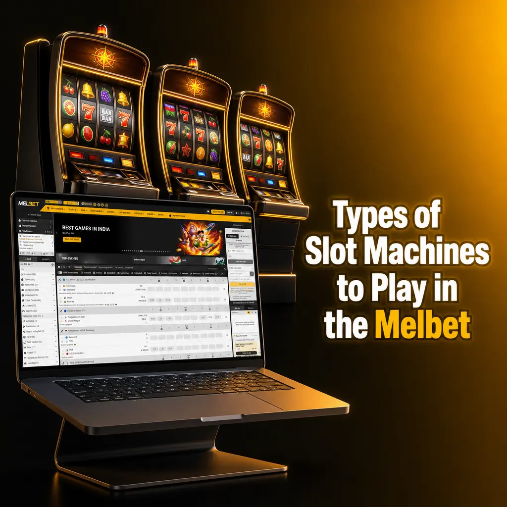 Melbet slot machine categories including classic, video, progressive jackpot, Megaways, and Asian theme slots for India players